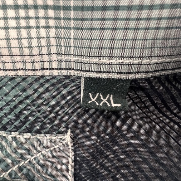 7 Diamond Shirt Mens Large Blue Green Plaid Button Up XXL Cotton Long Sleeve - Picture 9 of 13